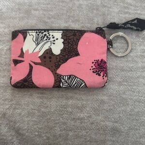 Vera Bradley Pink and Brown Floral Keychain Pouch